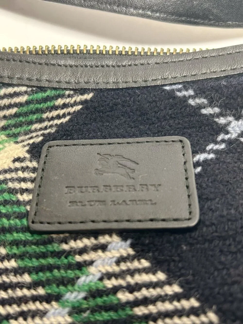 Burberry Black and Green Plaid Shoulder Bag with Chain Strap